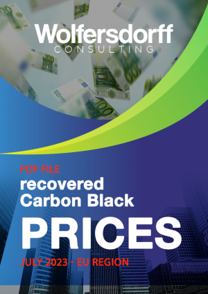 EU Carbon Black and recovered Carbon Black pricing: This two-page PDF-file features a price chart for semi-reinforcing furnace carbon black (ASTM N772, N660 and N550), rCB1 quality recovered carbon black, rCB2 quality recovered carbon black as well as imported furnace carbon blacks from Russia, China and India, as well as a data table for all prices from January 2019 up to July 2023.
