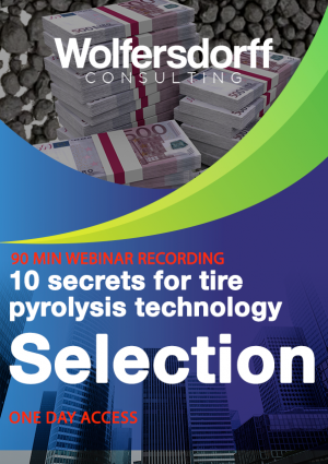 Tire pyrolysis technology selection is a tedious and complex task, mainly because it is not only about pyrolysis. This 90 min webinar recording gives you 12 selection criteria which you can use to craft a shortlist of companies. Not all these selection criteria are of technical nature.